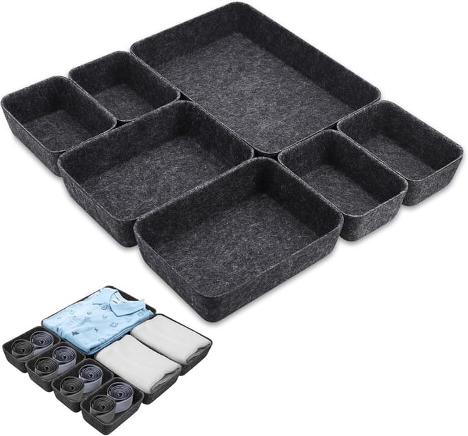 4-pack vierkante vilten ladeorganizers voor efficiënt thuiskantoor