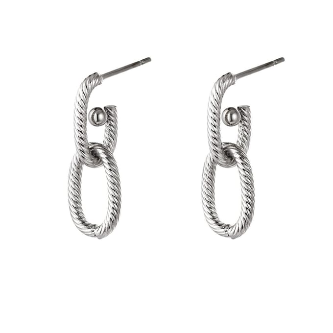 Oorbel dubbele hanger - zilver - LMPiercings