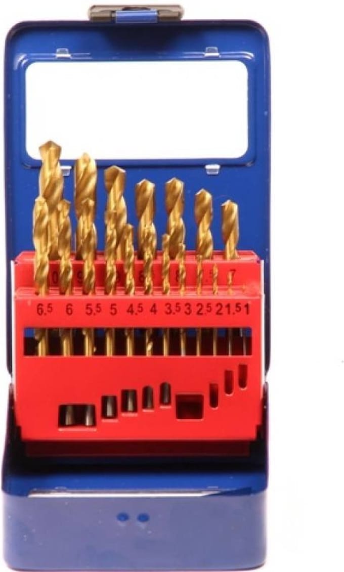 Metaalborenset 19-delig in metalen box
