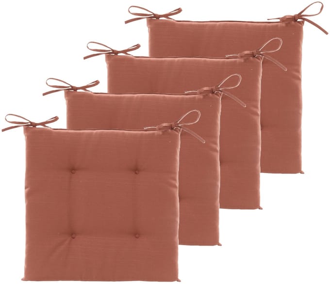 Hespiride Stoelkussen Altea - 4x - 40 x 40 cm - terracotta - vierkant - polyester - tuinkussen - buiten