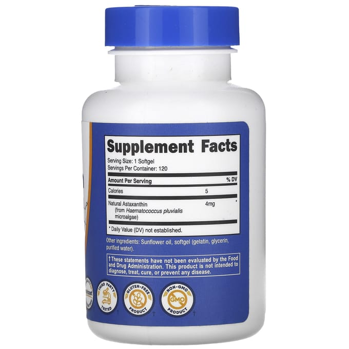 Nutricost Astaxanthine, 4 mg, 120 gélules white
