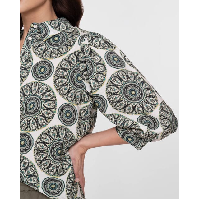 Geisha Blouse Blouse Met Print 63253 20 Green/ecru Dames Maat - L