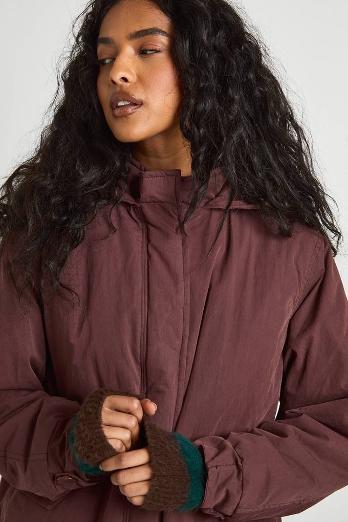 boohoo Dames Hooded Longline Parka | Chocolate | Maat: 10
