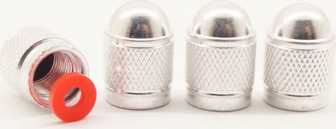 Schrader (auto) ventiel - Zilver aluminium bolvormig met afdichting