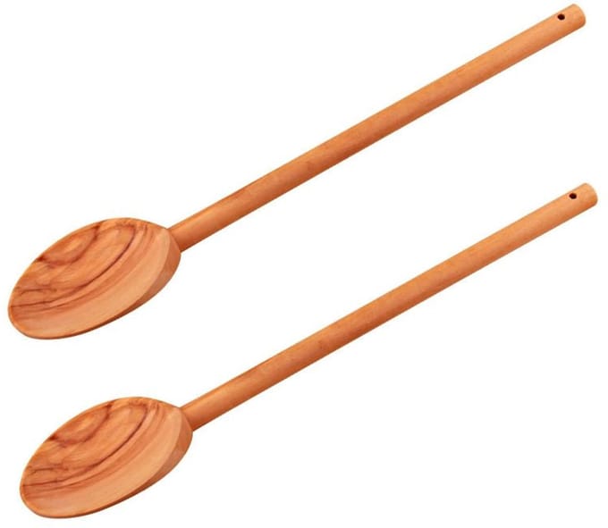 Set van 2 houten olijfbomen keuklepels 30 cm Fackelmann