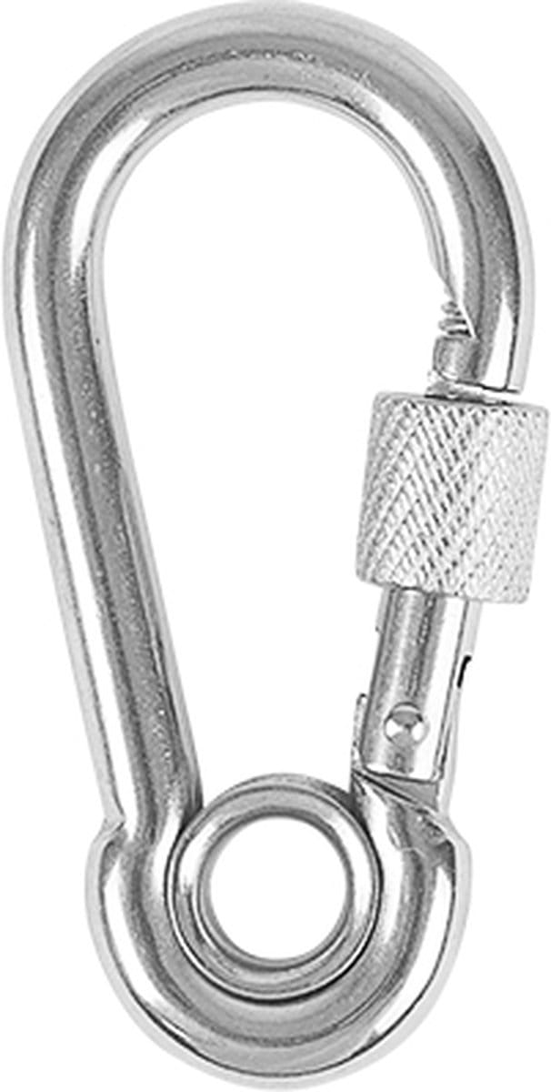 Karabijnhaak rvs met oog en schroefsluiting 50mm
