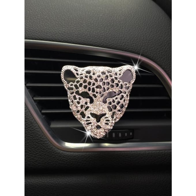 Clip de Sortie d'Air de Voiture Décor Strass Design Léopard one-size argenté