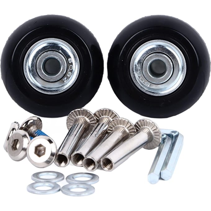 2 Pièces Roues de Bagage Rotatives Flexibles Ultra Silencieuses Caoutchouc Solide Métal Roulette de Valise avec Vis pour Remplacement