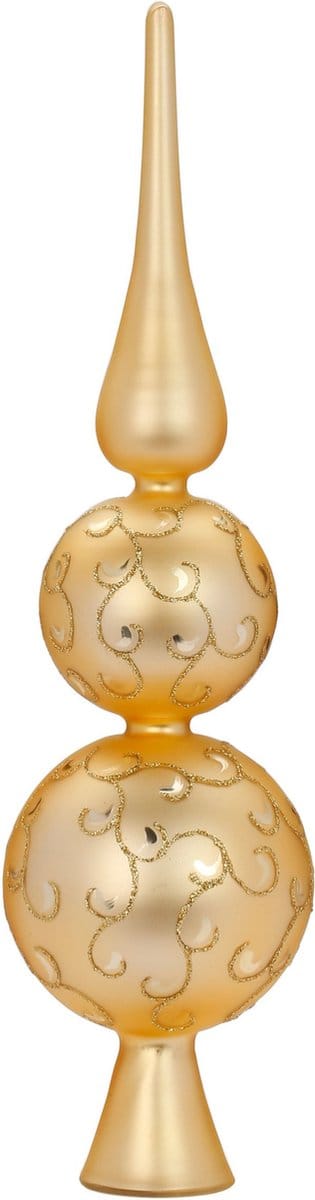 Inge Christmas piek - goud - glas - 31 cm - gedecoreerd - kerstboom topper - kerstversiering - kerstboomversiering