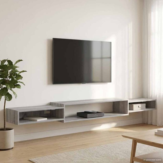 vidaXL - Wand - gemonteerd - TV - Kast - Muurmontage - Grijs - Sonoma