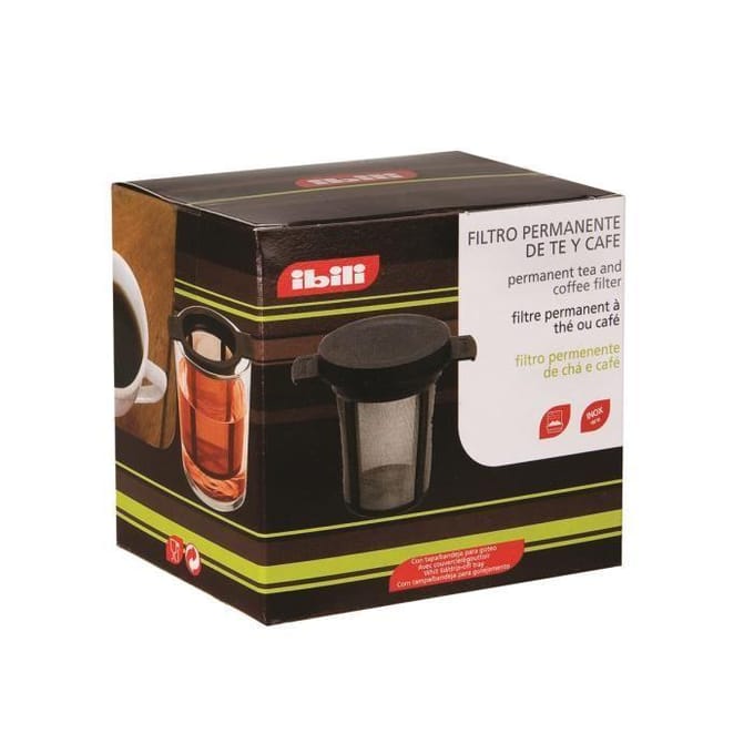 Ibili - Filtre Réutilisable pour Thé Et Café, Acier Inoxydable 18/10, Couvercle Inclus