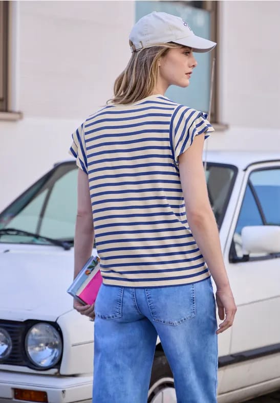 Shirt met volantmouwen en print