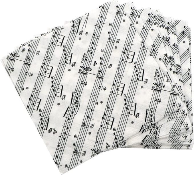 Papieren servetten met bladmuziek klein
