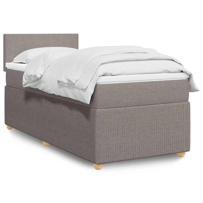 vidaXL - Boxspring - met - matras - stof - taupe - 100x200 - cm