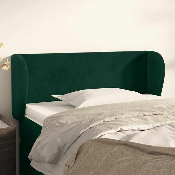 vidaXL - Hoofdbord - met - randen - 103x23x78/88 - cm - fluweel - donkergroen