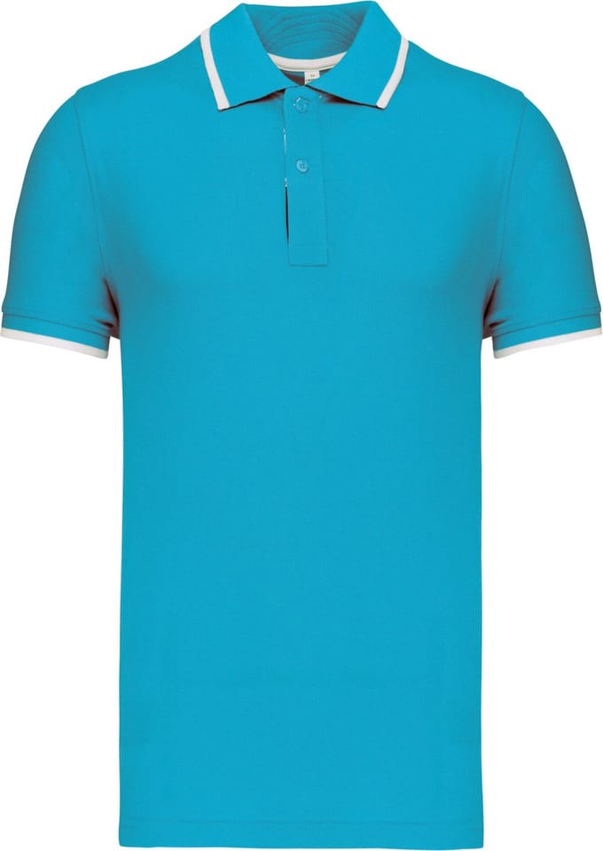 Kariban Polo korte mouwen K245 - Light Turquoise / White / Navy - S