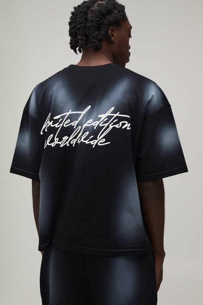 Gewassen Oversized Boxy Limited Edition T-shirt & Short Set | Black | Size Medium