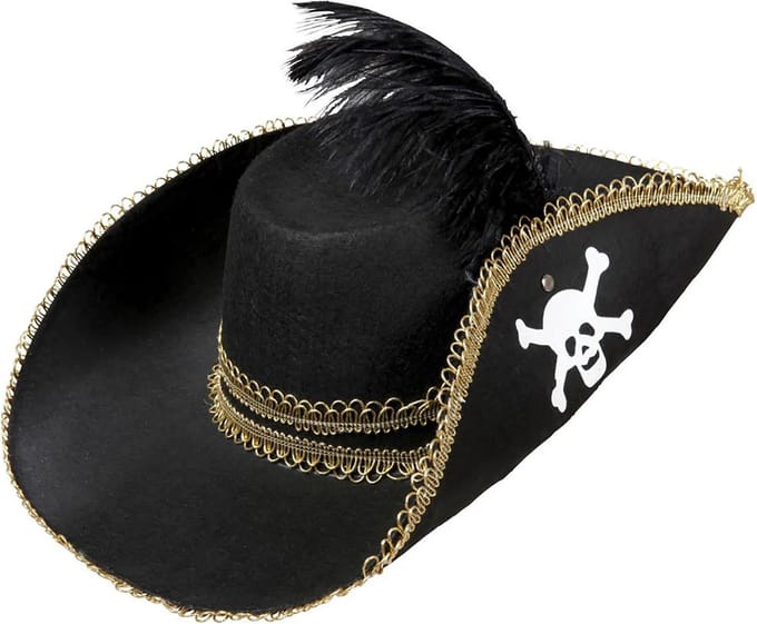 Piratenhoed dames met schedel en veren