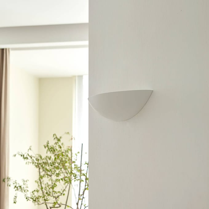 Lindby - Wandlamp - 1licht - gips, metaal - H: 10 cm - E27 - wit