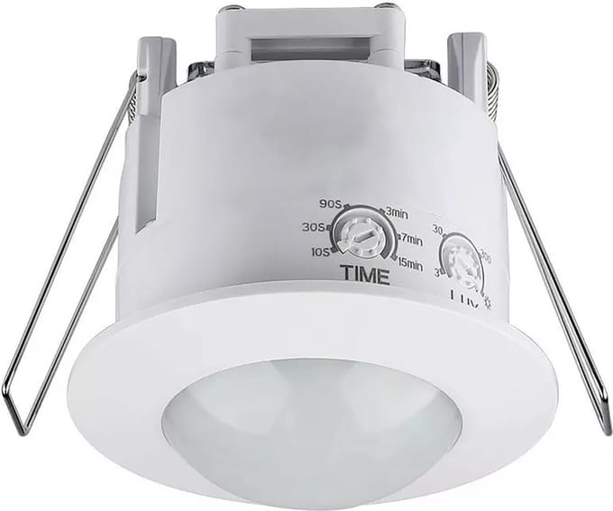 Bewegingssensor - Inbouw Rond - Mat Wit - Kunststof - 360°