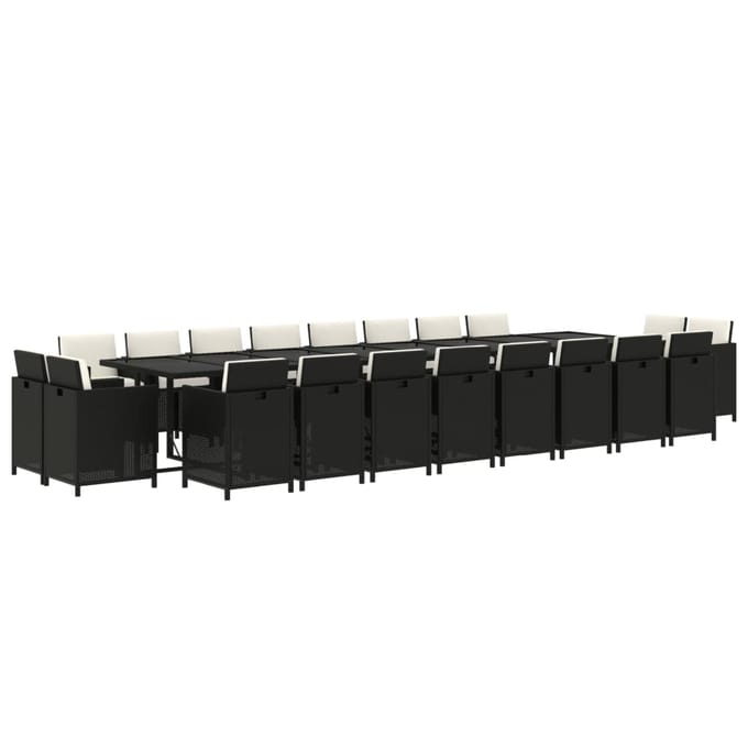 vidaXL - 21-delige - Tuinset - met - kussens - poly - rattan - zwart