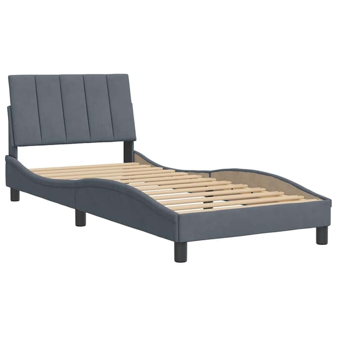 vidaXL - Bedframe - zonder - matras - "Hanko" - 90x190 - cm - fluweel - donkergrijs
