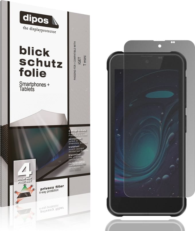 dipos – Matte Privacy Screenprotector geschikt voor iGET T mini | Anti-Spy Beschermfolie