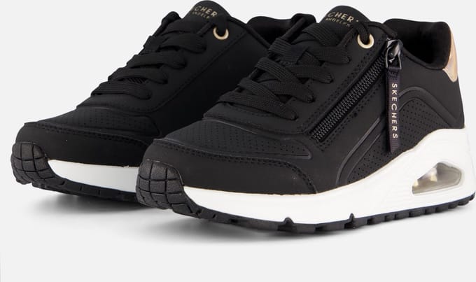 Skechers Uno Gen1 - Zip And Stride Meisjes Sneakers - Zwart/Ros�goud