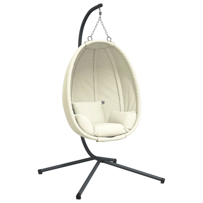 vidaXL - Hangstoel - met - standaard - stof - en - staal - beige