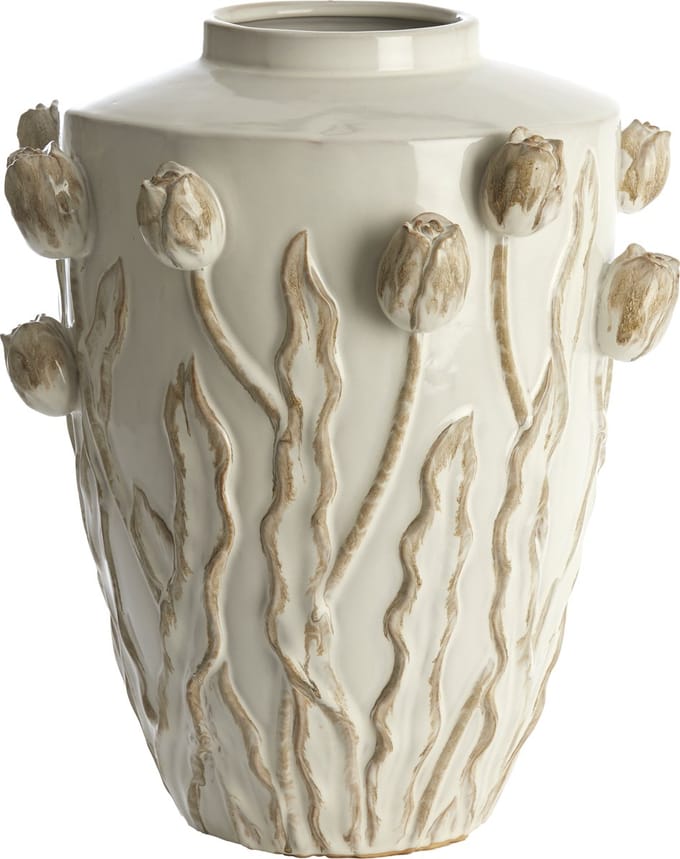 Light & Living - Juana vaas deco Ø38x45 cm keramiek - crème