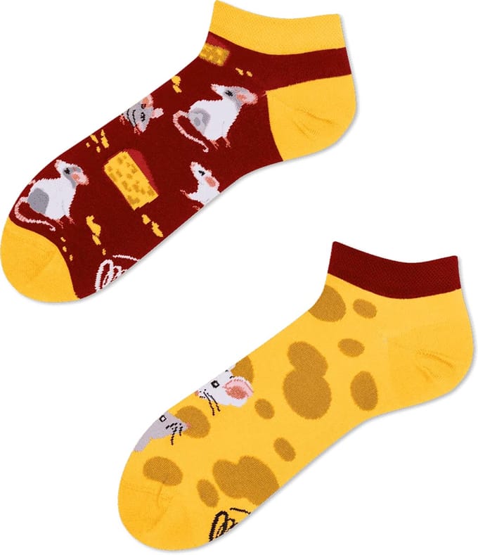 Many Mornings unisex enkelsokken - Mouse And Cheese Low - Unisex - Maat: 39 - 42