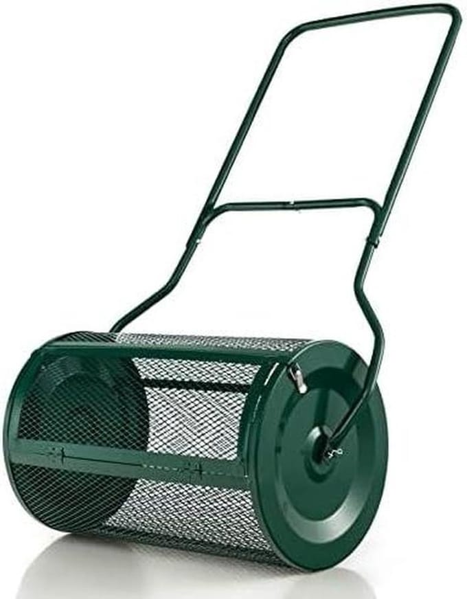 Compoststrooier 80 Liter - Gazonstrooier Tuinstrooier - Gazon Bemesten - Comfortabele U-greep - 68 x 39 x 122 cm - Groen
