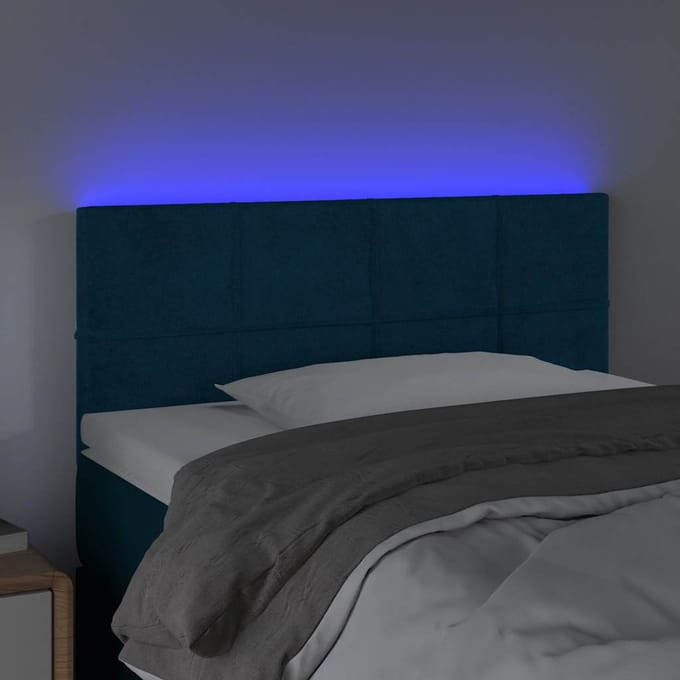 vidaXL - Hoofdbord - LED - 90x5x78/88 - cm - fluweel - donkerblauw