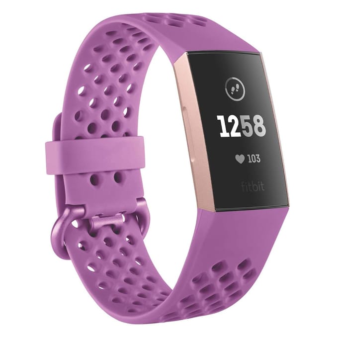 Sport siliconen band voor de Fitbit Charge 3 / 4 - Maat L - Berry