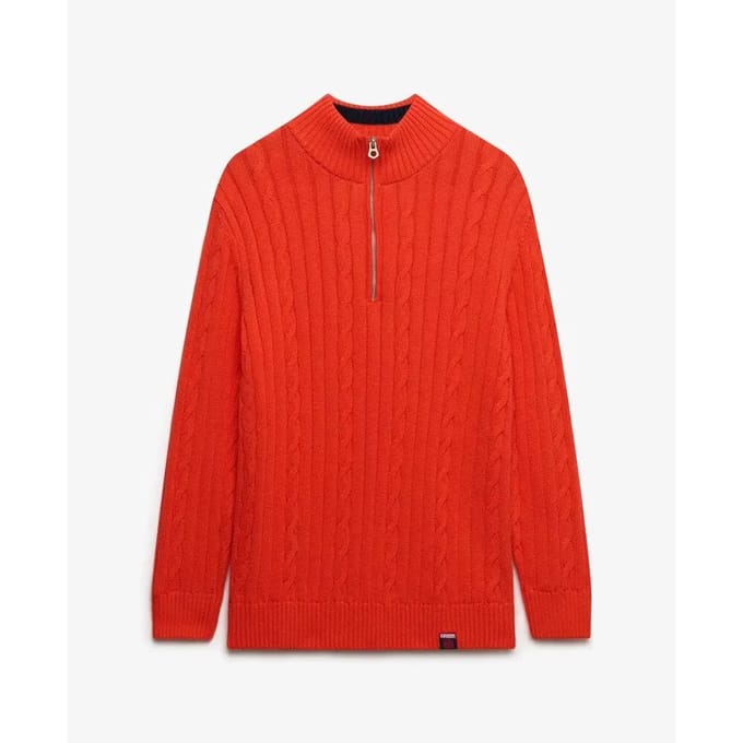 Superdry - Slouchy Cable Halve Rits Trui - Dames - Sweaters