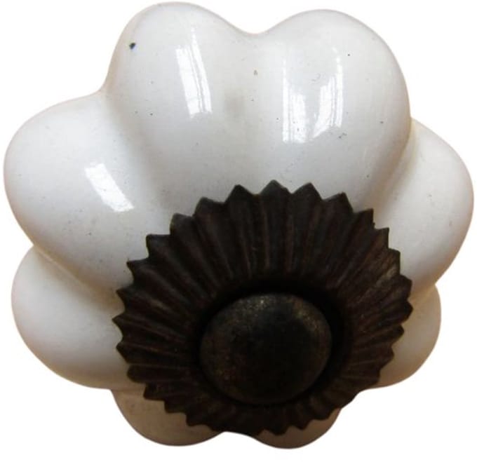 White Ceramic Pumpkin Cabinet Knob 40mm