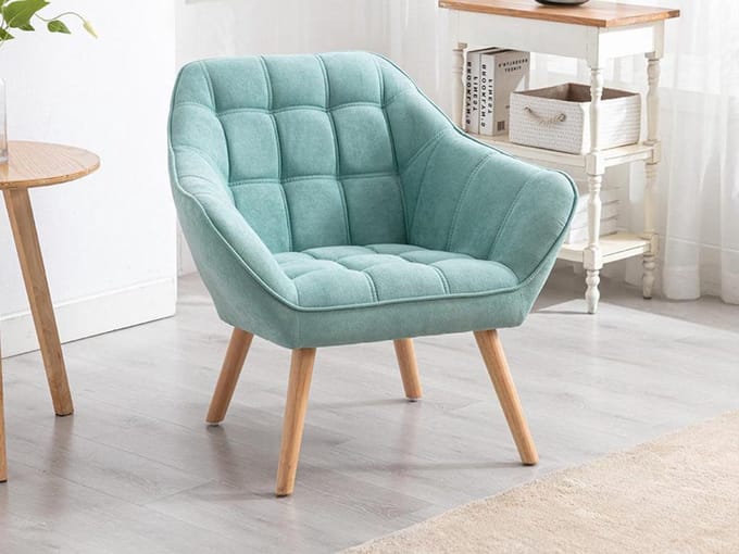Vente-unique Fauteuil van stof CASERTA - Blauwgroen