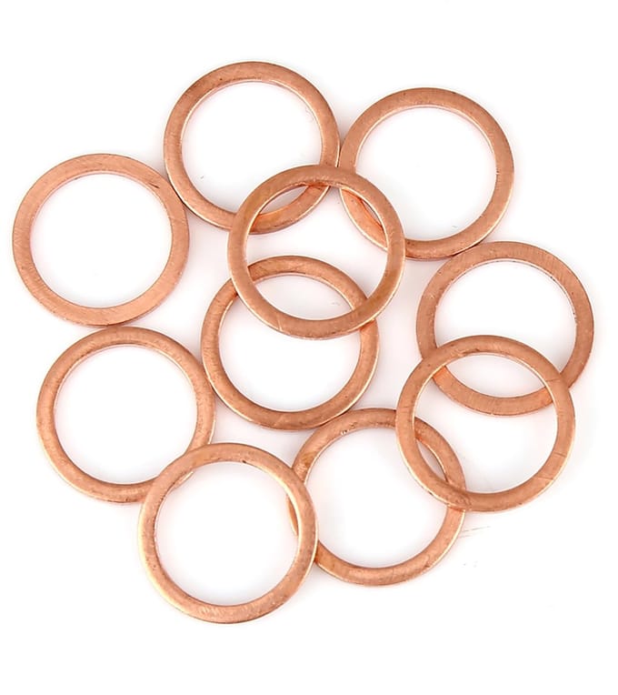 Dailygoods - Koperen sluitring 14 x 18 x 1,5 mm (set van 10)