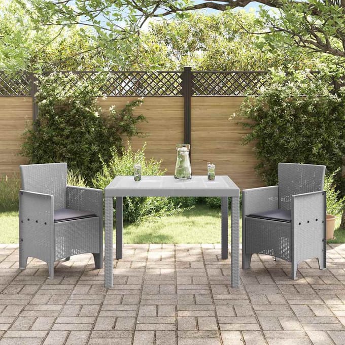 vidaXL - Tuin - Eettafel - Set - 3 - pcs - Lichtgrijs - Polypropyleen
