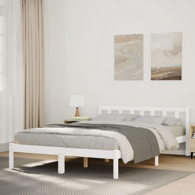 Houten Bedframe - Massief Hout - Slaapcomfort Creëren - Robuuste Constructie - 140 x 210 cm - Wit