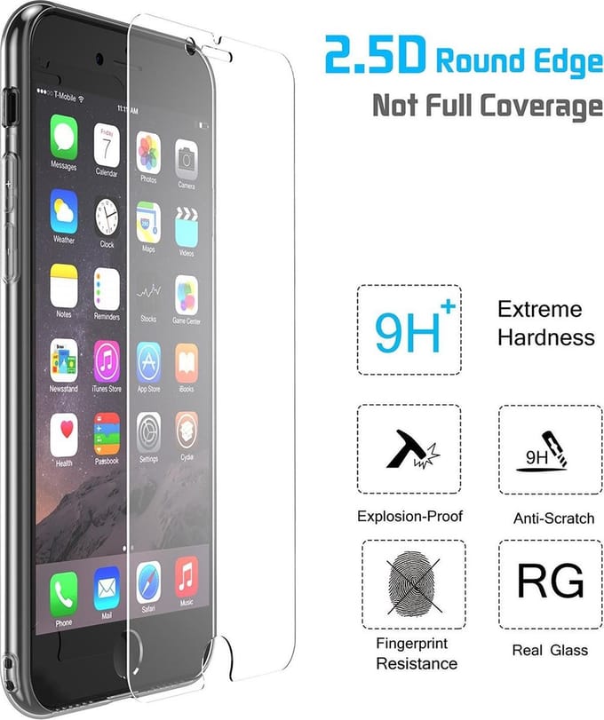Screenprotector geschikt voor Apple iPhone 7 Plus - Tempered Glass Screenprotector 2,5D 9H (Gehard Glas)