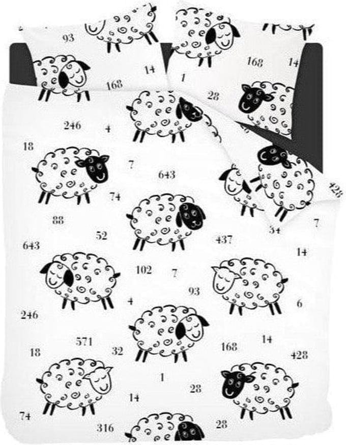 Sleepnight Dekbedovertrek Flanel Schaapjes - 270 x 200/220 cm + 2 kussenslopen - [Wit]