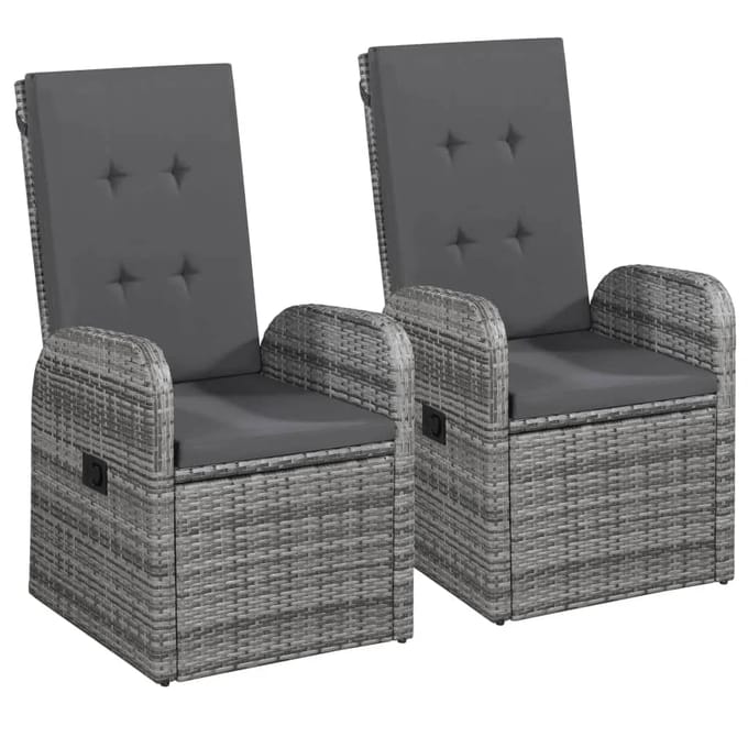 vidaXL - 7-delige - Tuinset - met - kussens - grijs