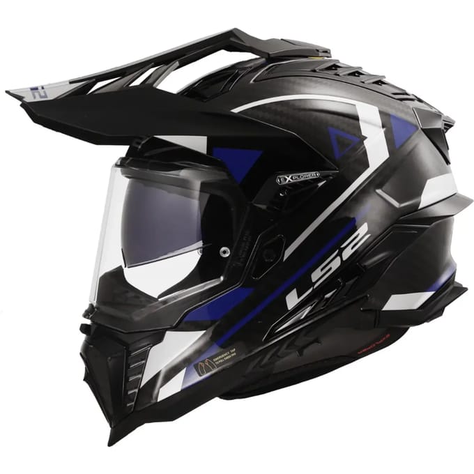 LS2 MX701 Explorer Carbon Adventure Blauw Adventure Helm - Maat S - Helm