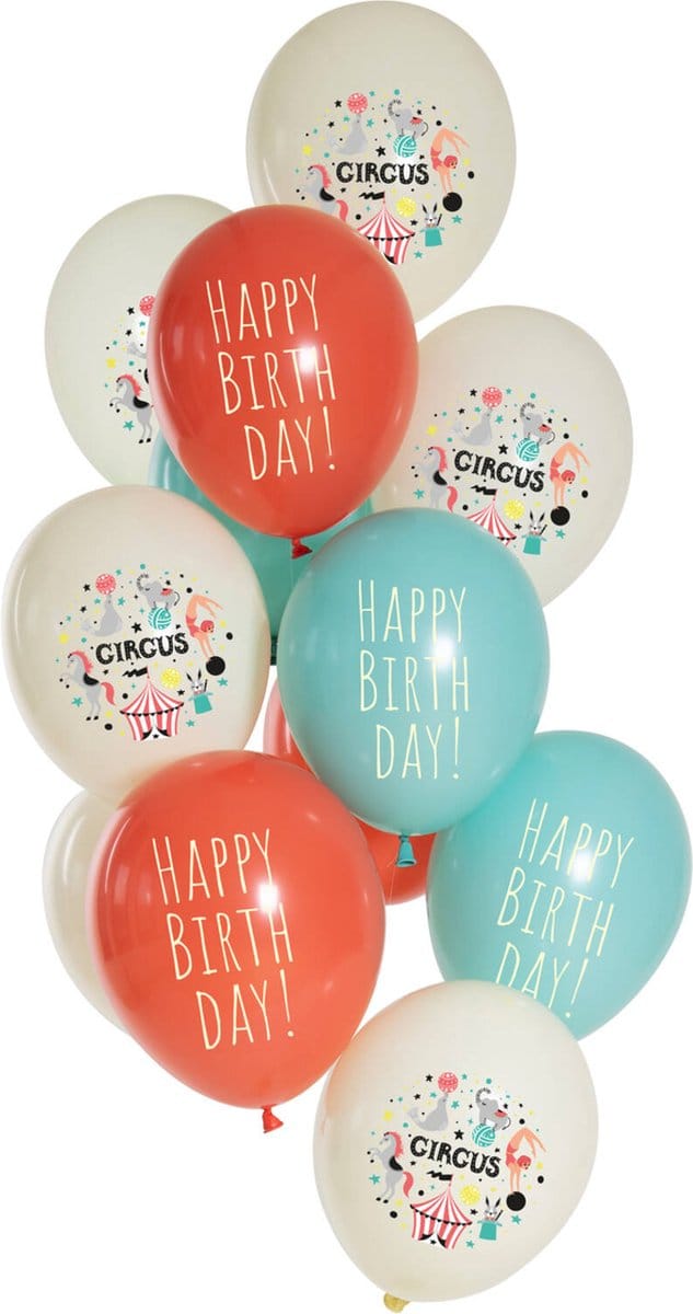 Folat - Ballonnen birthday circus (12 stuks - 33 cm)