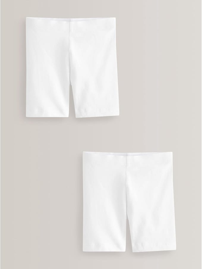 Next - Meisjes - Verpakking van 2 stretchy fietsshorts met hoog katoengehalte - Wit