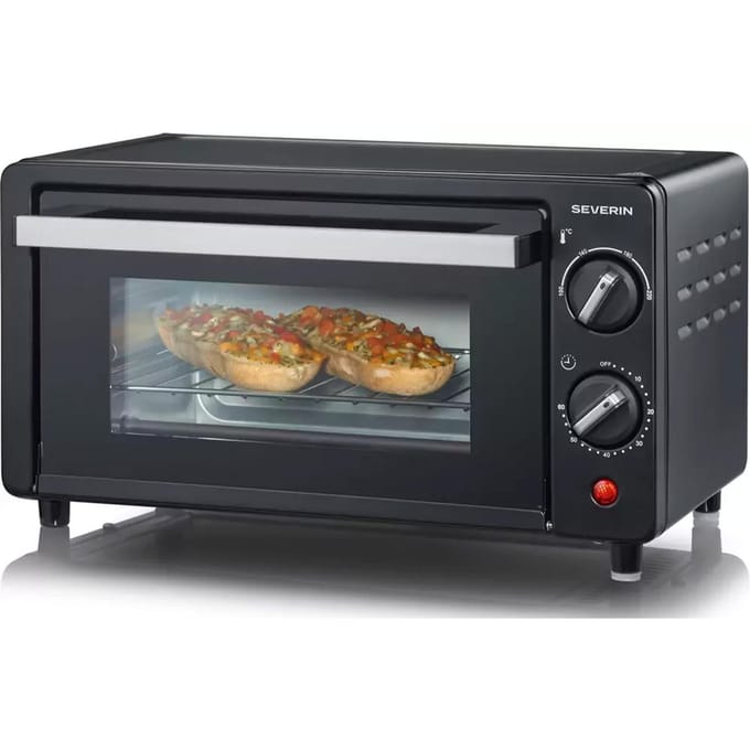Severin TO 2062 Bak- en Toastoven – 9 Liter – 800 W – Timer – 100-220 °C – Zwart/Zilver