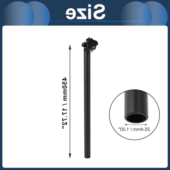 Verstelbaar Fietszadel van Aluminiumlegering, Extra Lang 25,4 x 450 mm, Comfortabel en Duurzaam