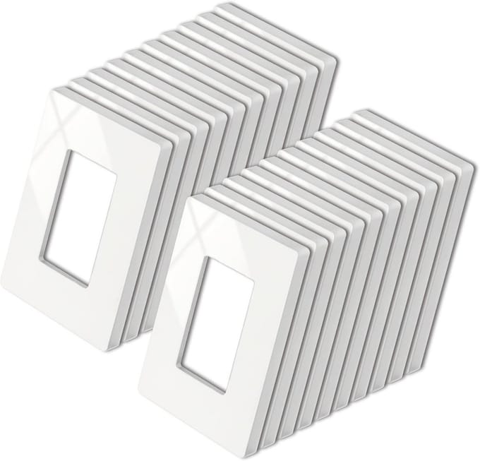 20 Stuks Schroefloze Wandplaat 1-Gang Decorator Afdekplaat Wit