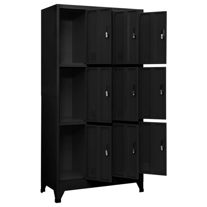 vidaXL - Lockerkast - 90x45x180 - cm - staal - zwart
